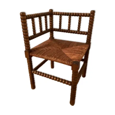 Chaise ancienne d'angle - cannage bois