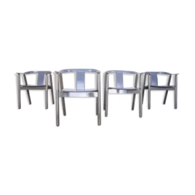 Set de 4 chaises en cuir - 1980 bois