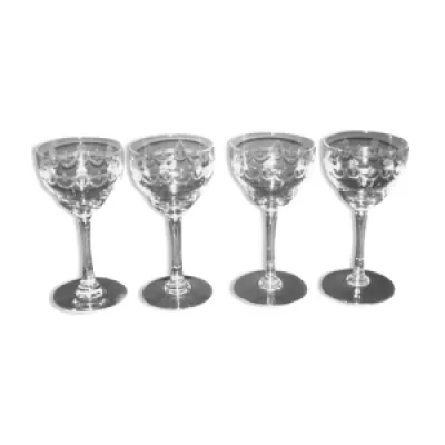 Lot de 4 verres à vin - 1930 cristal