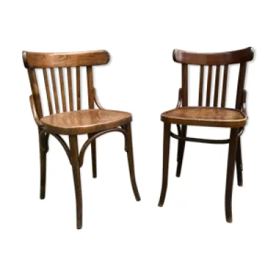 Paire de chaises bistrot - bois 1950