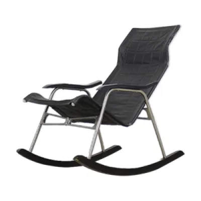 Rocking-chair en cuir - 1950