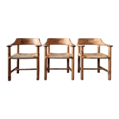 Ensemble de 3 fauteuils - 1970 bois
