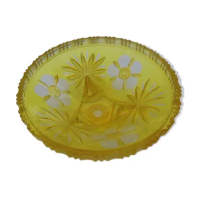 Coupe tripode en cristal - art deco jaune