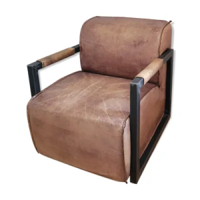 fauteuil cuir marron - clair