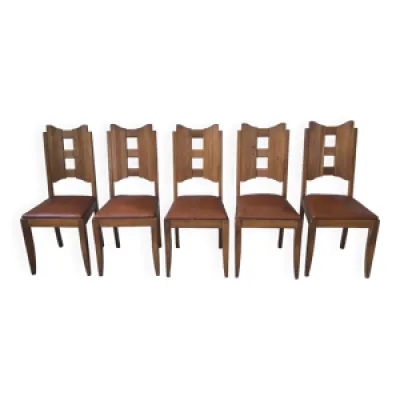 Suite 5 chaises - art bois