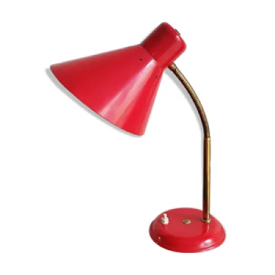 Lampe cocotte rouge col - cygne laiton