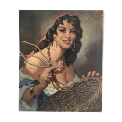 Portrait de la marchande - 1950 huile