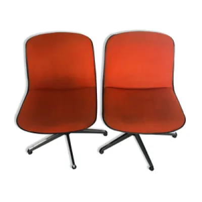 Paire fauteuils - bureau orange