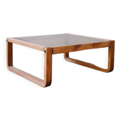 Table basse carré bois - verre