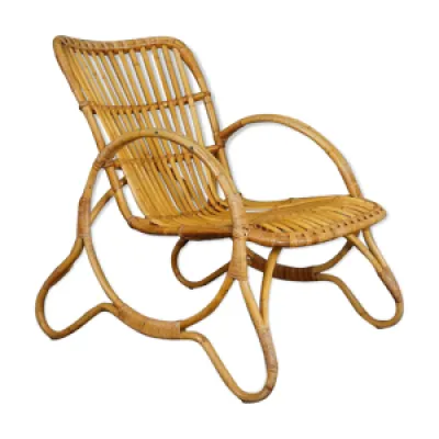 fauteuil design en rotin - 1950