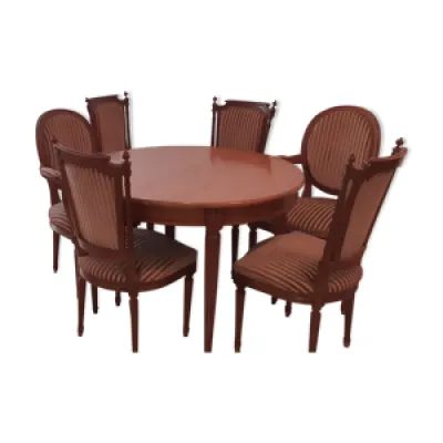Ensemble table ronde - deux fauteuils