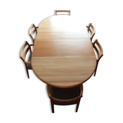 Ensemble table et 6 chaises - niels 1960
