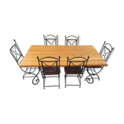 Table chêne & chaises - fer