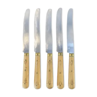 5 couteaux de table lame - inox