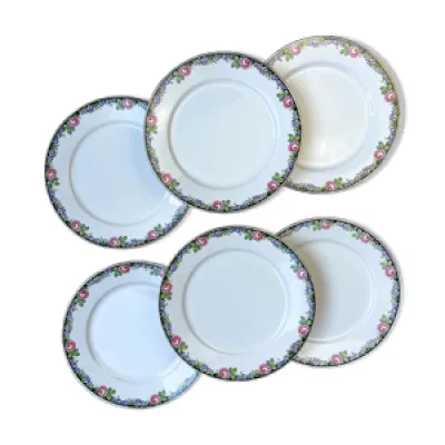 6 assiettes plates en - porcelaine digoin
