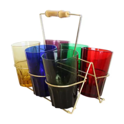 Set de 6 verres colorés - panier