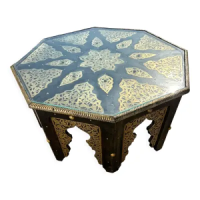 Table marocaine décorée - plateau verre