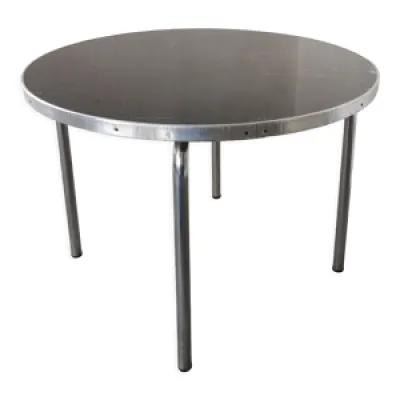 Table basse ronde moderniste - verre 1950