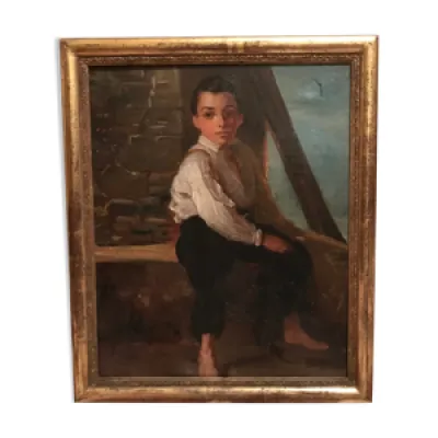 Portrait enfant huile - toile