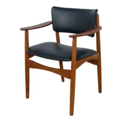 fauteuil en teck et cuir - 1970 danois