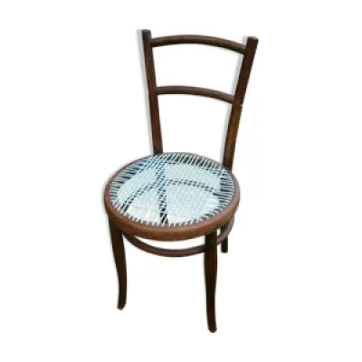 chaise avec assise tressée - bleu