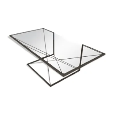 Table basse rectangulaire - acier verre