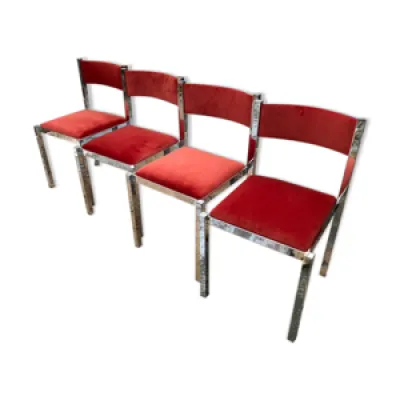 Série de 4 chaises chromées