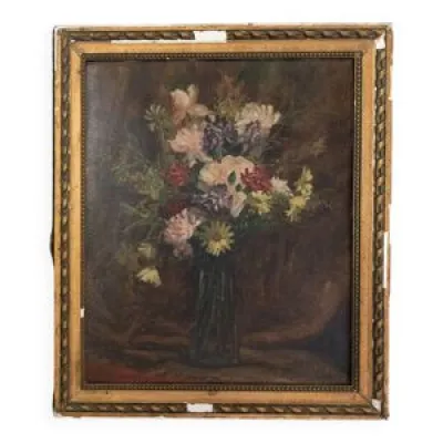 Huile sur toile par Marcel - bouquet fleurs