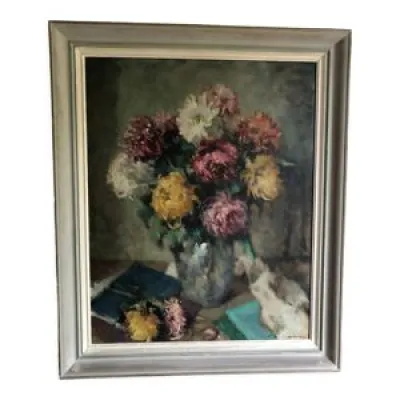 Huile sur toile P. Weiss, bouquet