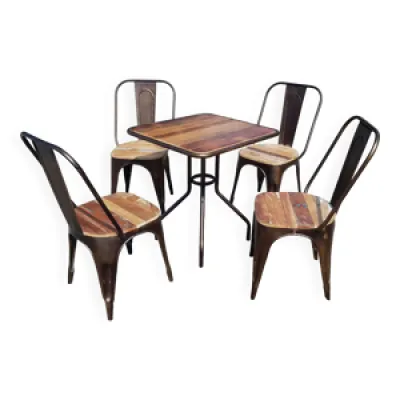table bistrot avec 4 - chaises teck