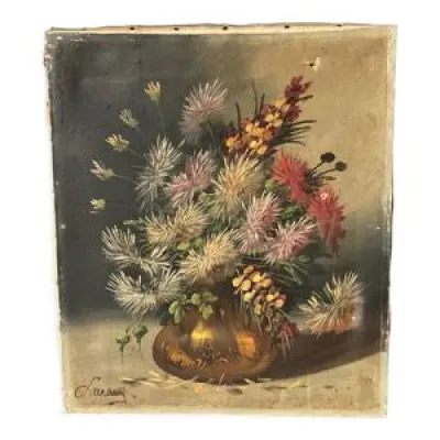 Huile sur toile par Leramy - bouquet fleurs