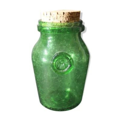 Moutardier en verre bullé - vert biot