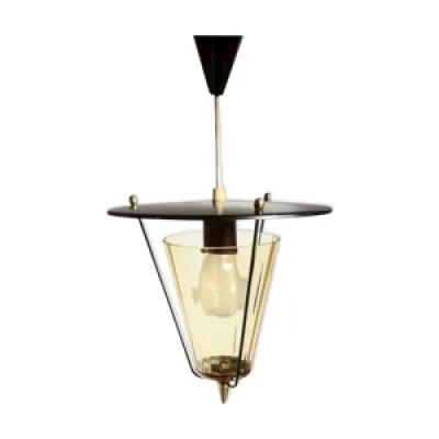Lampe suspension métal - cuivre verre