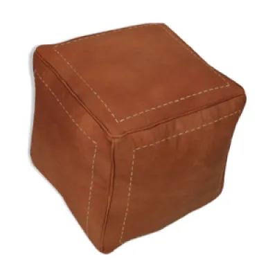Pouf carré marocain - bois marron