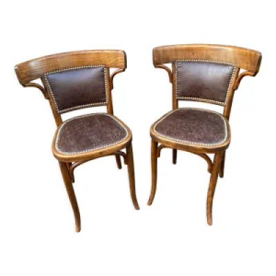 Paire chaises restaurant - bois cuir