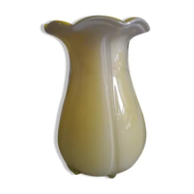Vase vintage en verre - murano jaune