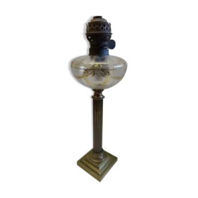 Ancien lampe colonne - cristal bronze