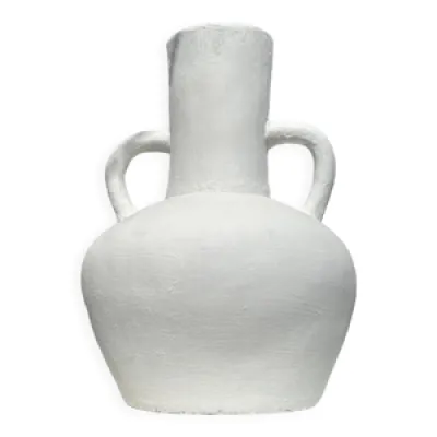 Vase artisanal en terracotta - peint blanc