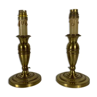 Paire de lampes bronze - bougeoir style