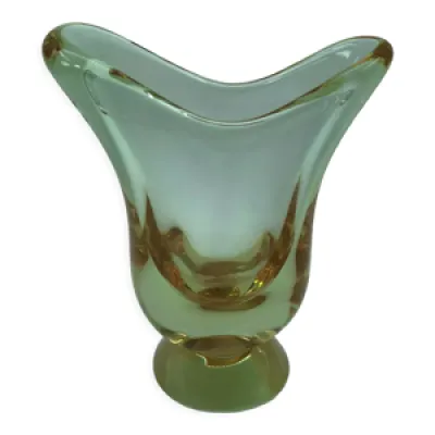 Vase 1960 verre souffle - vert