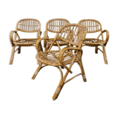Set of 4 rattan dining - chairs