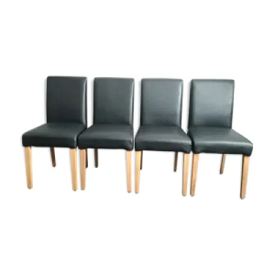 Lot de 4 chaises bois - imitation cuir