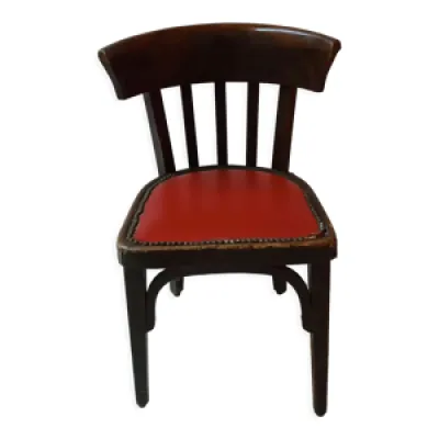 Chaise Baumann avec assise - cuir rouge