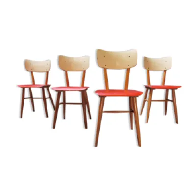 lot de 4 chaises rouge - bois