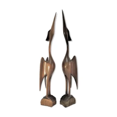 paire d'oiseaux sculpturaux - bois