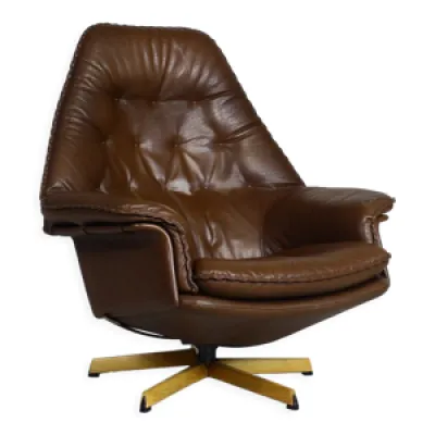 fauteuil pivotant en - cuir marron
