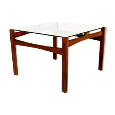 Table basse en palissandre - verre 1960