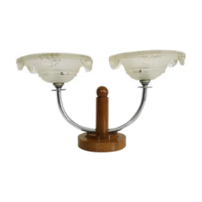 Lampe de table art déco - bois globes