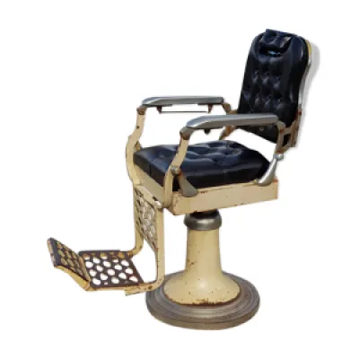 Ancien fauteuil de barbier - assise cuir