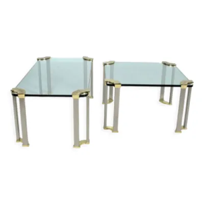 2 tables basses avec - laiton plateau verre